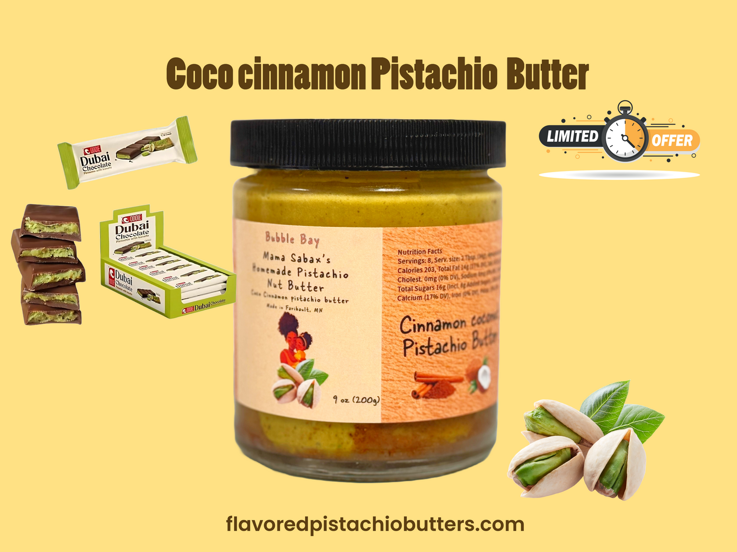 Any Jar of pistachio butter + A Dubai chocolate Promo