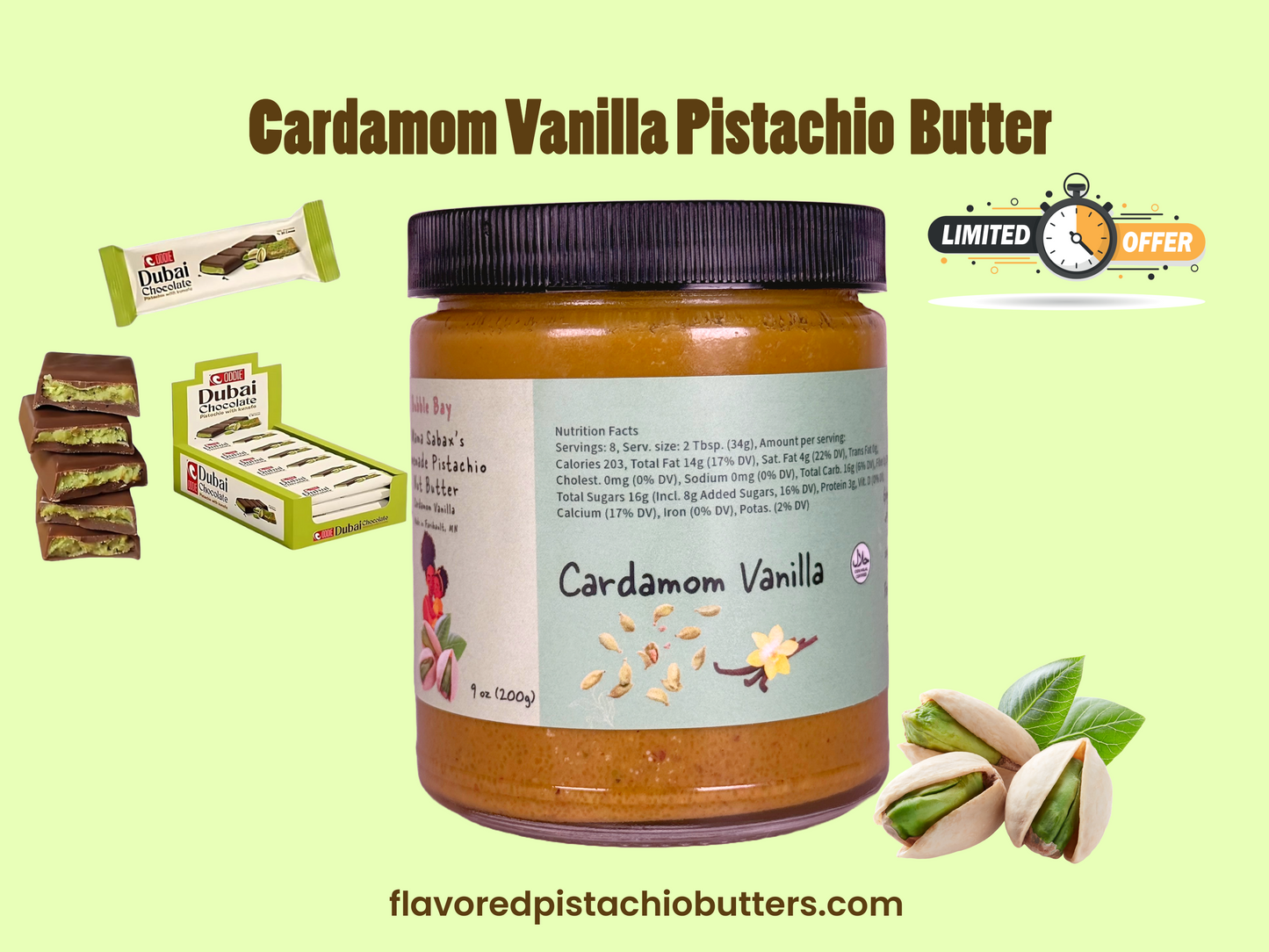 Any Jar of pistachio butter + A Dubai chocolate Promo