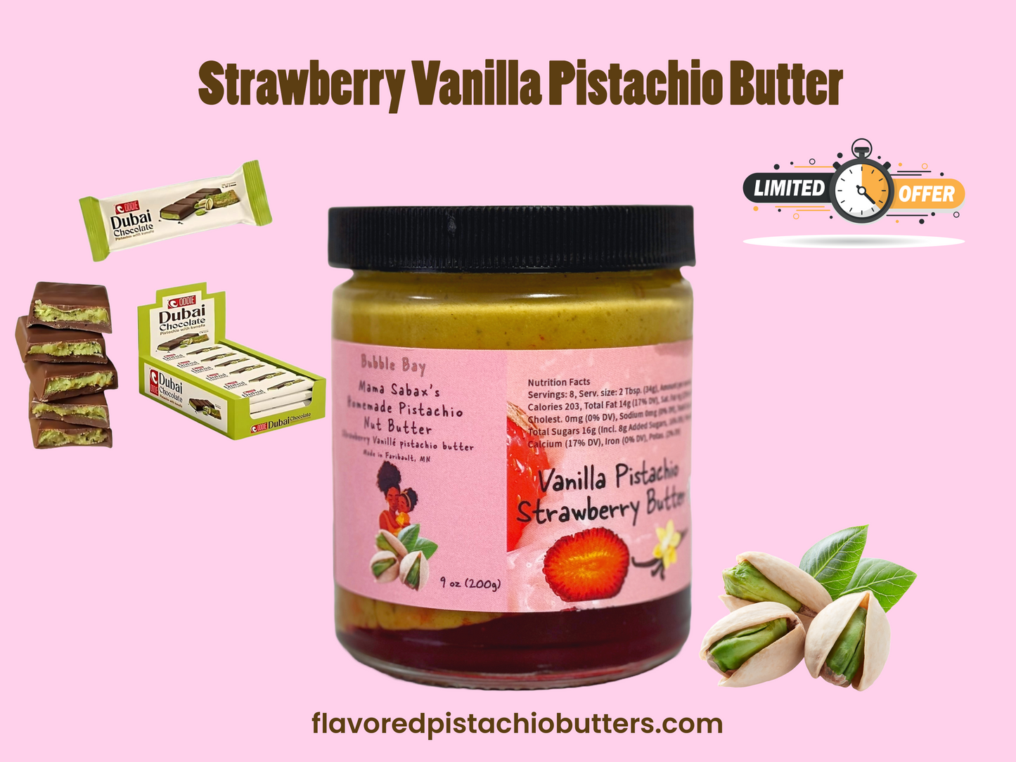 Any Jar of pistachio butter + A Dubai chocolate Promo