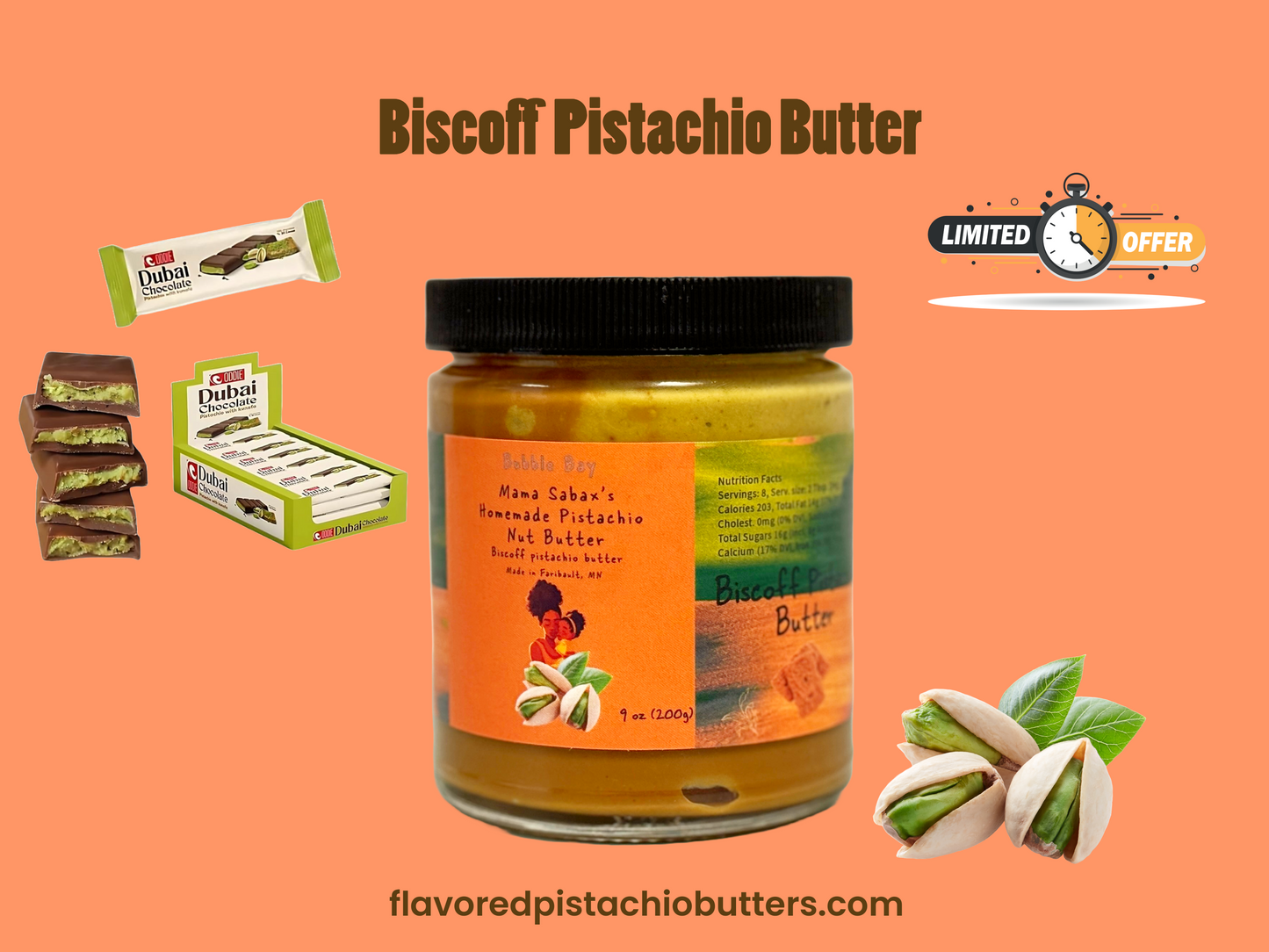 Any Jar of pistachio butter + A Dubai chocolate Promo